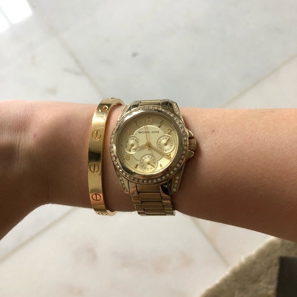 Michael Kors Diamond Encrusted Gold Watch - Picture 3 of 6